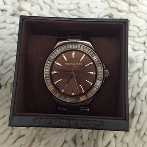 Michael Kors espresso watch with rose gold details